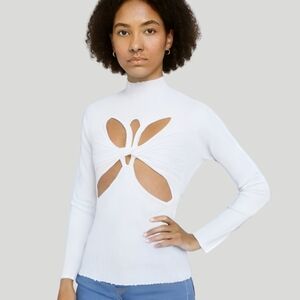 New White Cut-Out Detail Top